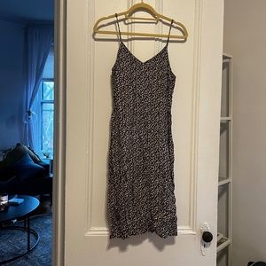 & Other Stories Spaghetti Strap Light Midi Dress, Black/Brown, Sz - 6